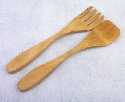 11" Fork And Paddle Spoon w/ Oil Finish (Used w. 10in - 12in Bowls) - Click Image to Close